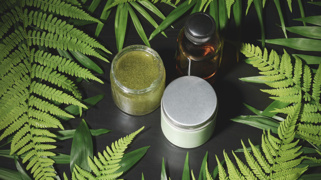 3 natural beauty products in organic frame